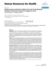 Health worker motivation in Africa: the role of non-financial incentives and human resource management tools