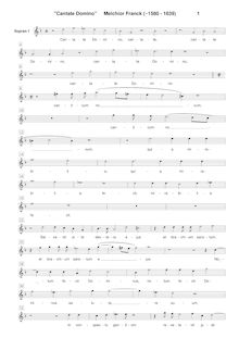 Partition chœur 1: Soprano , partie, Cantate Domino, Franck, Melchior