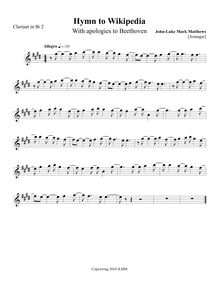 Partition clarinette 2 (en B♭), Hymn to Wikipedia, D major, Matthews, John-Luke Mark