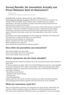 Survey Results: Do Journalists Actually use Press Releases Sent on Newswires?