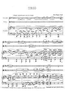 Partition de piano et parties, Piano Trio No.1, Op.2, Reger, Max