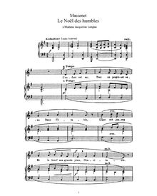 Partition complète (G Major: haut voix et piano), Le noël des humbles