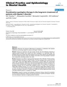 Combination quetiapine therapy in the long-term treatment of patients with bipolar I disorder