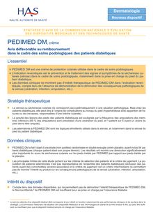 PEDIMED DM - CNEDiMTS du 22 décembre 2009 (2245) - Synthèse Pedimed