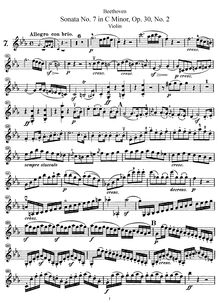 Partition de violon, violon Sonata No.7, Op.30 No.2, C minor