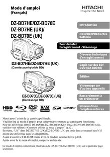 Notice Camescope numérique Hitachi  DZ-BD7HE