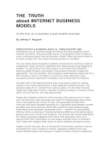 THE TRUTH about INTERNET BUSINESS MODELS