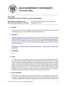 Policy 3002 - Authority of the Internal Audit  Department 9-30-09