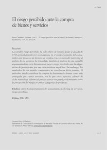 EL RIESGO PERCIBIDO ANTE LA COMPRA DE BIENES Y SERVICIOS (Perceived risk on goods and service purchases)