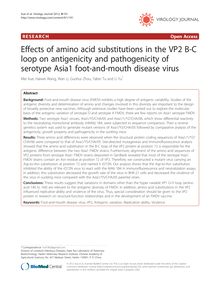 Effects of amino acid substitutions in the VP2 B-C loop on antigenicity and pathogenicity of serotype Asia1 foot-and-mouth disease virus