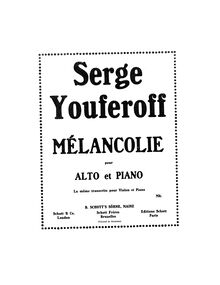 Partition de piano et partition de viole de gambe, Mélancolie