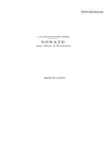 Partition de violoncelle, Sonata pour violon et violoncelle par Maurice Ravel