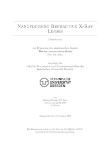 Nanofocusing refractive X-ray lenses [Elektronische Ressource] / von Pit Boye
