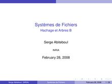 Systèmes de Fichiers - Hachage et Arbres B