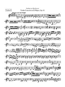 Partition violons II, violon Concerto, D Major, Beethoven, Ludwig van