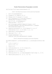 Sujet : Algèbre linéaire, Etude d intersections d hyperplans vectoriels