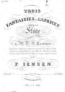 Partition complète, 3 Fantaisies-Caprices pour flûte, Op.14, Jensen, Niels Peter