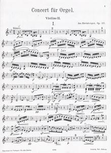 Partition violons II, orgue Concerto No.2, G minor, Rheinberger, Josef Gabriel