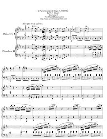 Partition , Allegro con spirito, Sonata pour Two Pianos, D major