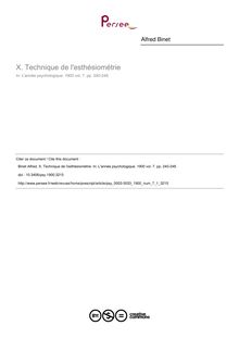 Technique de l esthésiométrie - article ; n°1 ; vol.7, pg 240-248