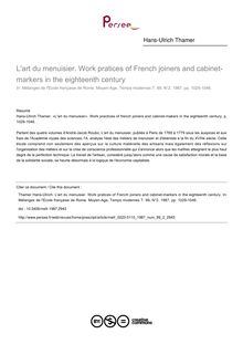 L art du menuisier. Work pratices of French joiners and cabinet-markers in the eighteenth century - article ; n°2 ; vol.99, pg 1029-1046