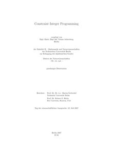 Constraint integer programming [Elektronische Ressource] / vorgelegt von Tobias Achterberg
