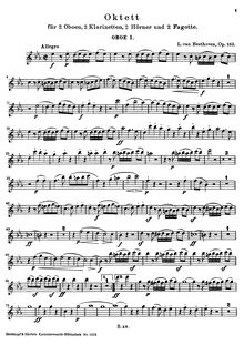 Partition parties complètes, vent Octet en E-flat major, Op.103