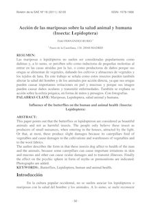 Acción de las mariposas sobre la salud animal y humana (Insecta: Lepidoptera) (Influence of the butterflies on the human and animal health (Insecta: Lepidoptera))