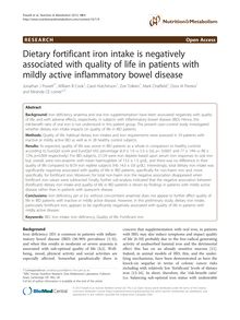 Dietary fortificant iron intake is negatively associated with quality of life in patients with mildly active inflammatory bowel disease