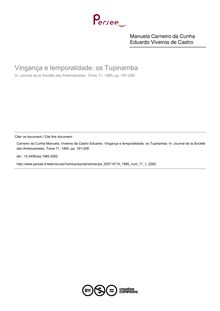 Vingança e temporalidade: os Tupinamba - article ; n°1 ; vol.71, pg 191-208