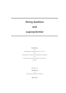String dualities and superpotential [Elektronische Ressource] / vorgelegt von Tae-Won Ha