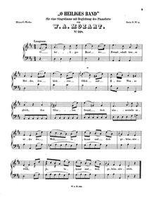 Partition complète, Lobegesang auf die feierliche Johannisloge, O heiliges Band par Wolfgang Amadeus Mozart