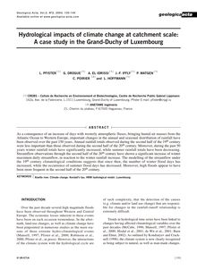 Hydrological impacts of climate change at catchment scale: A case study in the Grand-Duchy of Luxembourg