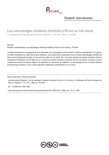 Les sarcophages chrétiens d enfants à Rome au IVe siècle - article ; n°2 ; vol.101, pg 783-804