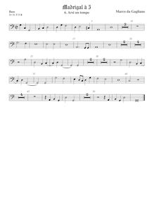Partition viole de basse, Madrigali a cinque voci, Libro 1, Gagliano, Marco da par Marco da Gagliano