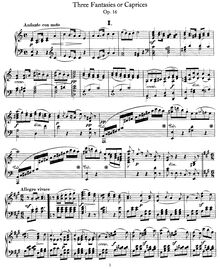 Partition complète, 3 Caprices, Op.16, Drei Phantasien oder Capricen für das Pianoforte, Op. 16