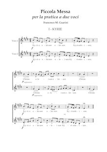 Partition Kyrie, Piccola Messa per la pratica a due voci, Opera didattica per alunni de la scuola elementare e media.