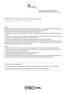 Définition et typologie de la sous-traitance - article ; n°2 ; vol.28, pg 262-285