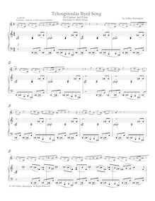 Partition complète, Tchoupitolas Byrd Song pour clarinette et Piano