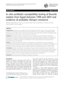 In vitro antibiotic susceptibility testing of Brucella isolates from Egypt between 1999 and 2007 and evidence of probable rifampin resistance