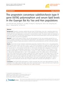 The proprotein convertase subtilisin/kexin type 9 gene E670G polymorphism and serum lipid levels in the Guangxi Bai Ku Yao and Han populations