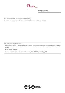 Le Ptoion et Akraiphia (Béotie) - article ; n°2 ; vol.119, pg 655-660