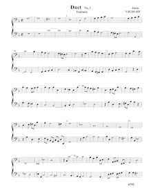 Partition Duet No.1 Fantasia VdGS No 455 - partition complète, duos pour violes de gambe
