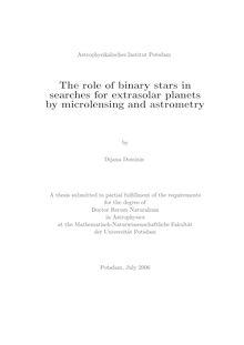 The role of binary stars in searches for extrasolar planets by microlensing and astrometry [Elektronische Ressource] / by Dijana Dominis