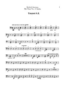 Partition timbales, Triangle, cymbales, Šárka, A minor, Smetana, Bedřich