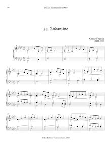 Partition 3, Andantino, Pièces posthumes, Pièces posthumes pour harmonium ou orgue à pédales pour l office ordinaire.Posthumous Pieces.