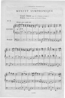 Partition Menuet symphonique (ut), Douze pièces nouvelles pour orgue ou piano-pédalier, Op.59