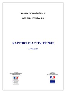 Inspection générale des bibliothèques : Rapport d’activité  2012