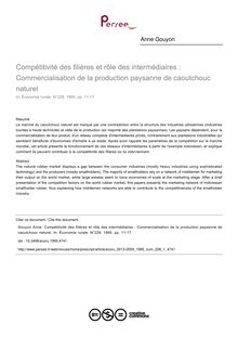 Compétitivité des filières et rôle des intermédiaires : Commercialisation de la production paysanne de caoutchouc naturel - article ; n°1 ; vol.228, pg 11-17