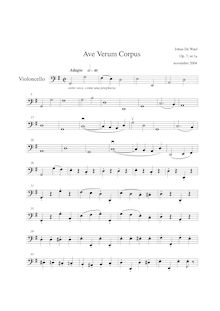 Partition violoncelle, Ave verum corpus, G major, De Wael, Johan